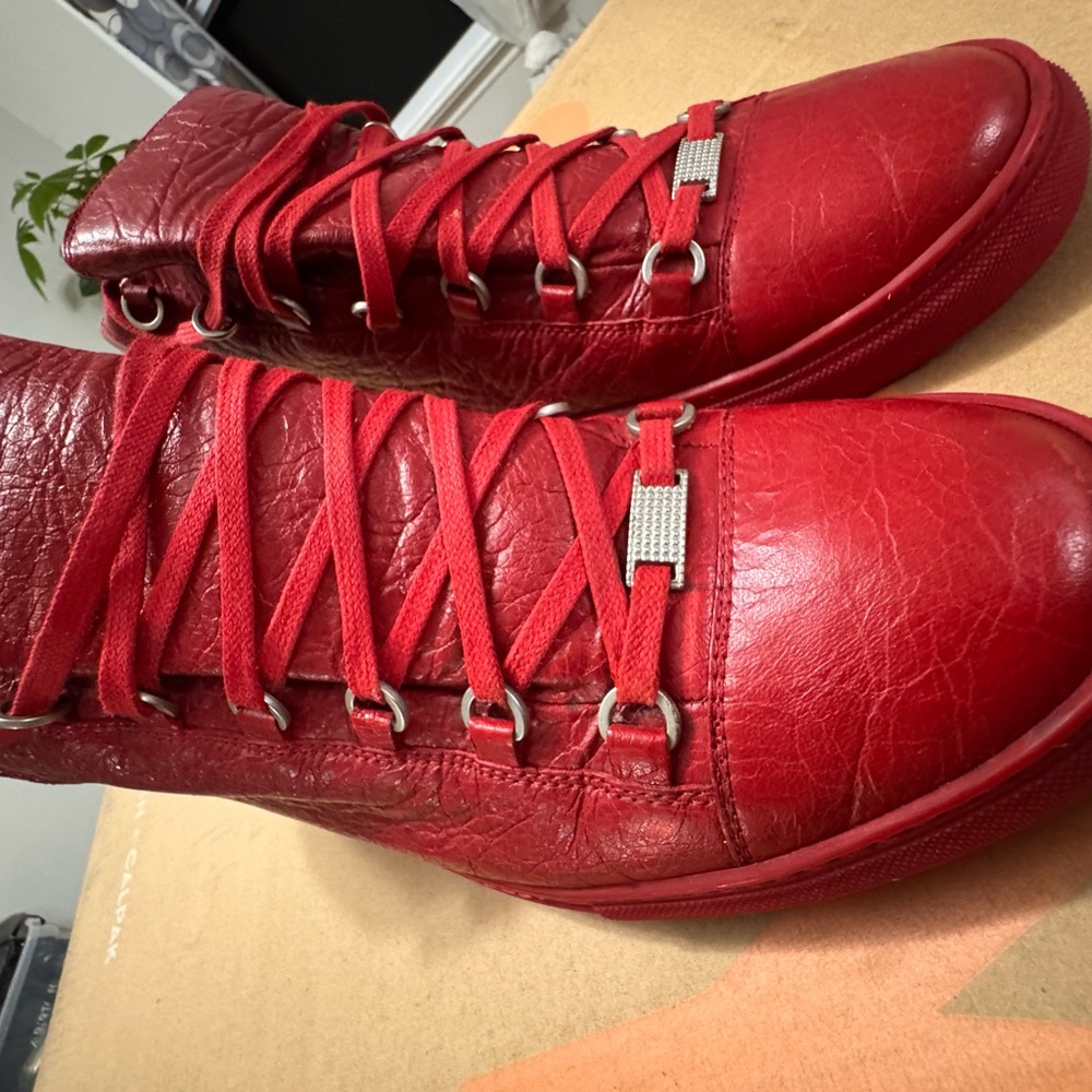 Balenciaga Red High-Top Sneakers - Picture 10 of 16